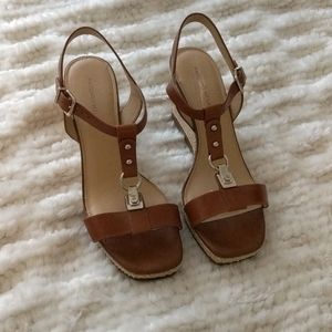 Antonio Melani Brown Leather Wedge Sandals